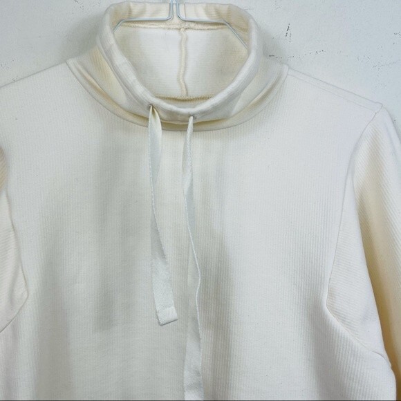 New Madewell MWL Ribbed Funnelneck Sweatshirt XS Cream Relaxed Slouchy Boxy - Picture 10 of 13